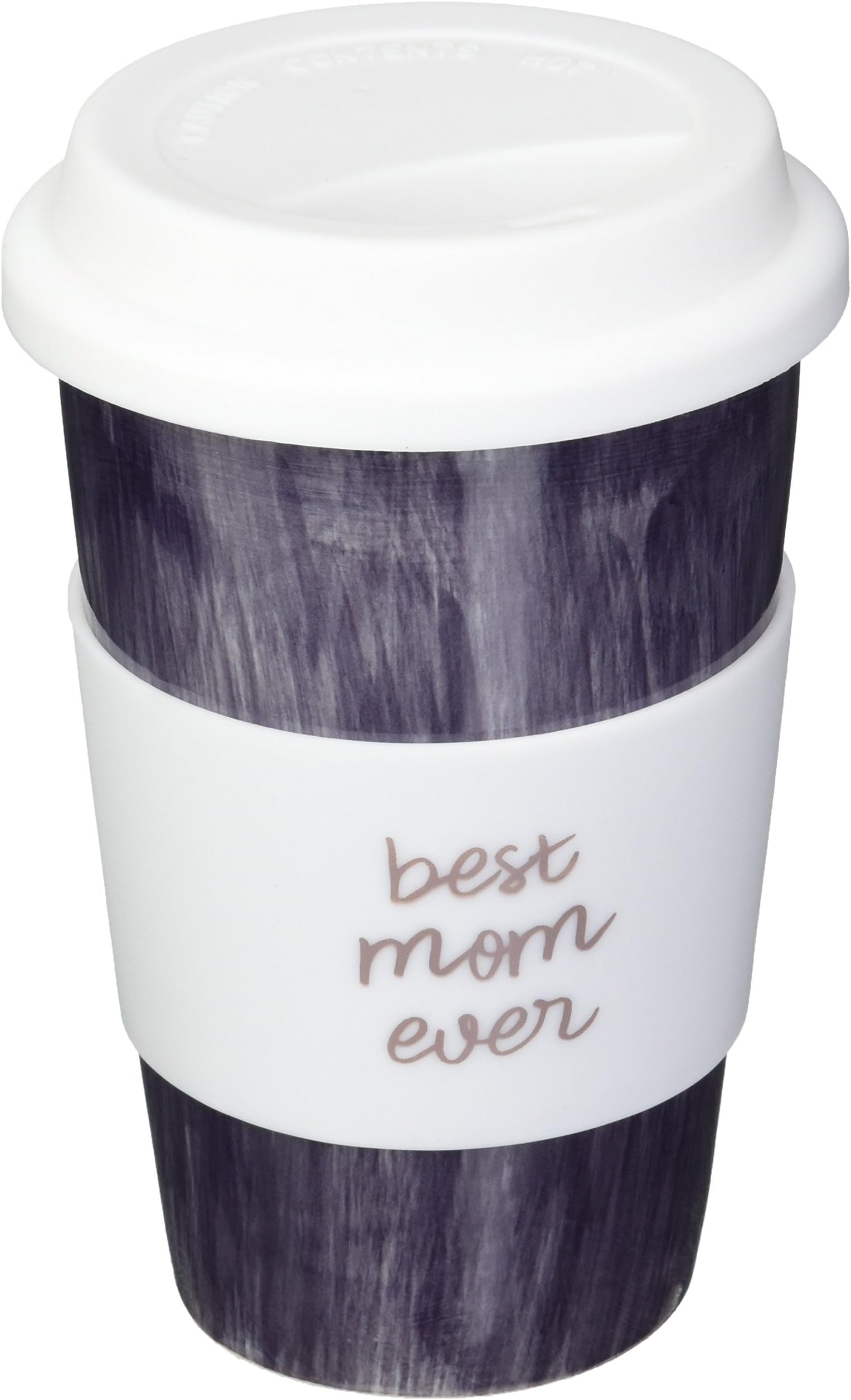 Mom Life Best Mom Ever Purple 10 oz Ceramic Travel Coffee Mug with Silicone Lid, Purple