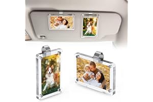 SILIANK 2Pcs Car Picture Holder for Sun Visor – Magnetic 2.36"x3.5" Car Visor Photo Clip, Horizontal & Vertical Photo Display, Wallet-Size Clear Acrylic Car Picture Frame Automotive Accessories for Polaroid Go and Instax Mini