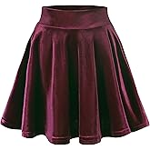 EXCHIC Women's Velvet Basic Versatile Stretchy Flared High Waist Mini Skater Skirt