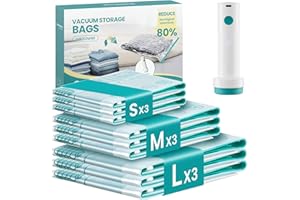 SONGMICS Vacuum Storage Bags, Rechargeable Portable Electric Pump, Space Saver Vacuum Seal Suction Bags for Clothing Travel B