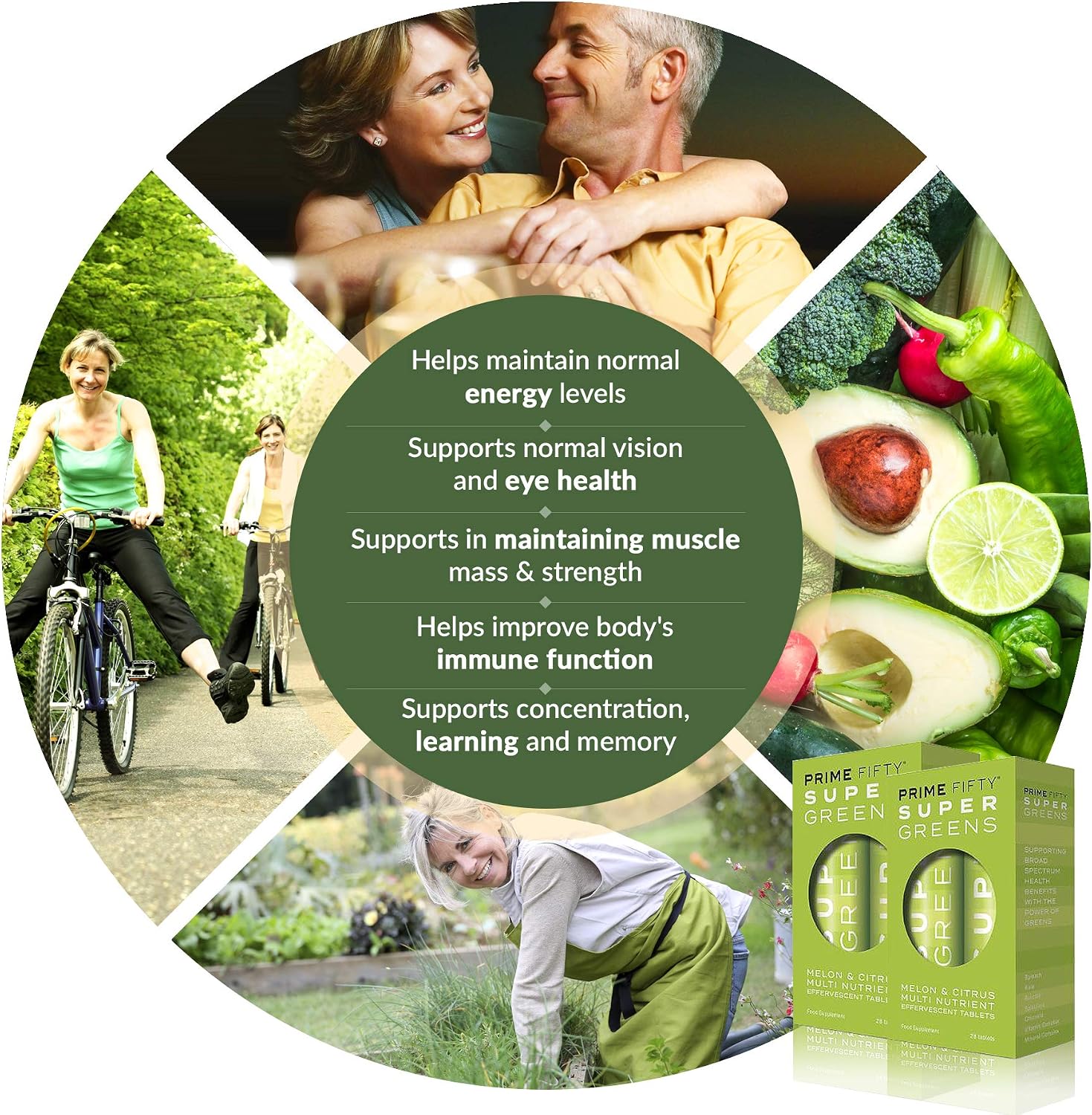 Prime Fifty Super Greens+ Supplement, Effervescent Multivitamins Tablets, 28 Day Supply - Image 4