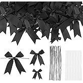 Oubest Black Bows for Gift Wrapping, 60 PCS 1.57", 2.5" & 3.5" Satin Ribbon Gift Wrap Bows with Twist Tie for Christmas,Birthdays,Baby Shower,Weddings,Crafts,Holiday Presents,Party Decorations, Black