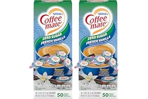 Nestle Coffee mate Liquid Coffee Creamer Singles, Zero Sugar French Vanilla, 50 Ct Box (Pack of 2)