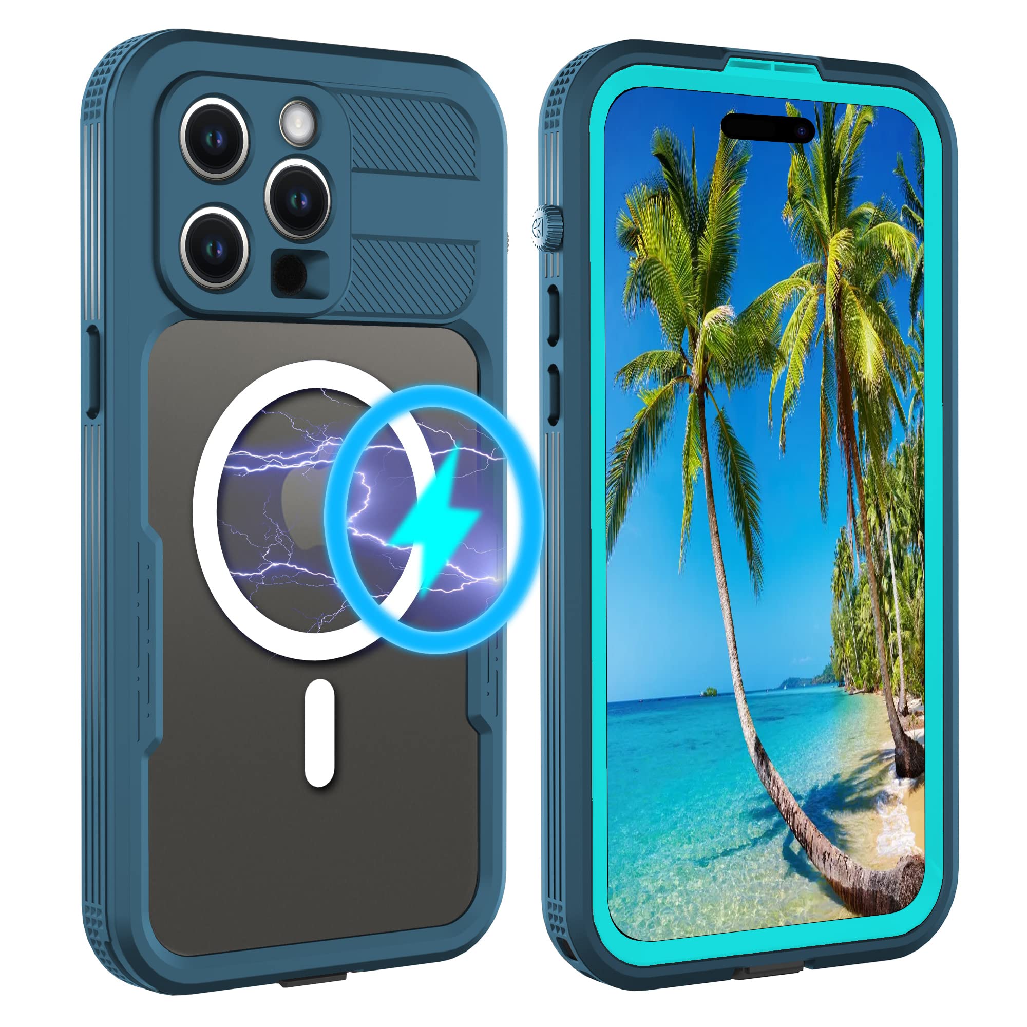 iPhone 14 Pro Max Case Compatible with MagSafe,Magnetic Waterproof DropProof DirtProof Snowproof Anti-Scratch Heavy Duty Protection Built in Screen Protector Rugged 6.7” Protective Cover for Unisex