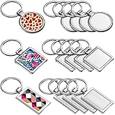 Chuangdi 12 Pieces Sublimation Blank Keychain Metal Heat Transfer Keychain Blank Board Key Rings for DIY Crafts Supplies, 3 Shapes