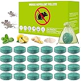24 Pack Natural Mice Repellent Balls with Peppermint Oil,Plant-Based Rodent Deterrent for Car Engine,Garage,Garden,Attic & Indoor Use - Safe for Pets, Kids, Long-Lasting Protection(with 24 Mesh Bags)