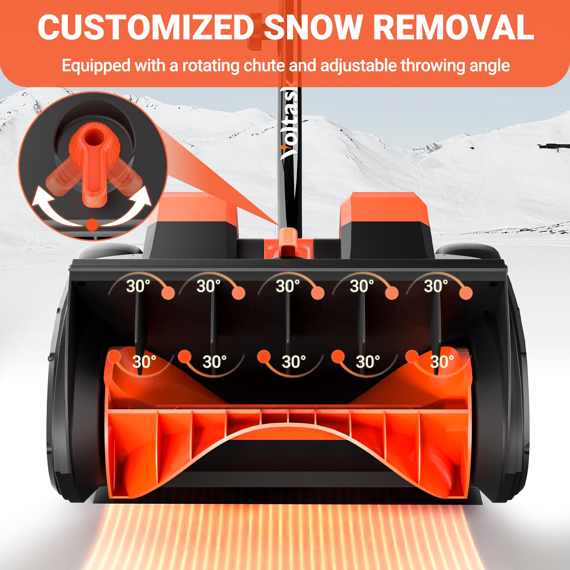 VOLTASK Cordless Snow Shovel with Wheels, 40V 16Inch 4Ah