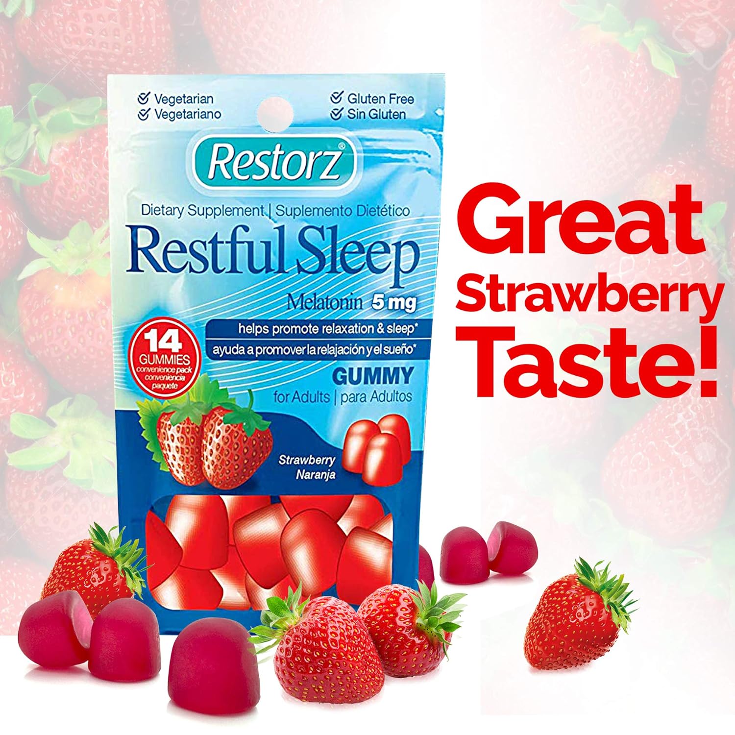 Amazon.com: Restful Sleep Gummies with Melatonin 5mg by Restorz | Natural 5mg Melatonin Gummies Supplement to Combat Insomnia | Sleep Aid for Relaxation and ...