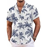 COOFANDY Mens Hawaiian Shirt Short Sleeve Floral Button Down Shirts Tropical Summer Beach Shirts Camp Collar Shirt
