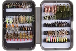 BASSDASH Trout Steelhead Salmon Fishing Flies Barbed Barbless Fly Hooks Include Dry Wet Flies Nymphs Streamers Eggs, Fly Lure