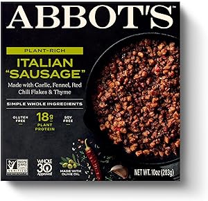 Abbot's Plant-Based Italian "Sausage”, Vegan, Gluten-Free, High-Protein