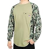 BOCOMAL FR Shirts Crewneck Camo Two-Tone 5.5oz Lightweight Melt Pocket Flame Resistant Long Sleeve Welding Shirt