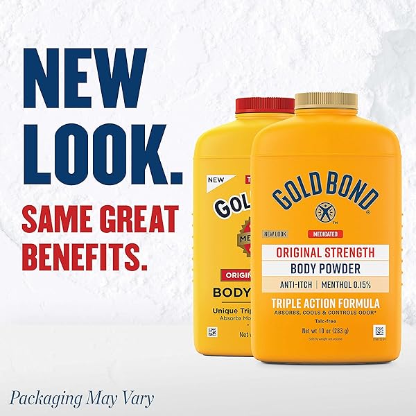 GOLD BOND MEDICATED ORIGINAL STRENGTH BODY POWDER, 10 OZ., TALC-FREE, ANTI-ITCH, ABSORBS & COOLS