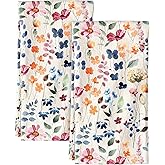 Miss Adola Flour Sack Kitchen Towels Set of 2-18x26 Cotton Dish Towels with Hanging Loop Reusable Tea Towel for Cleaning Spring Absorbent Dishcloths Cute Home Decor Housewarming, Watercolor Flower