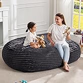 Hobestluk 4FT Bean Bag Chairs Adult Bean Bag with Portable Handle Comfy Large Bean Bag Chair with Removable Cover for Living Room Bedroom or Reading Nook (Stripe Dark Grey, 4FT)