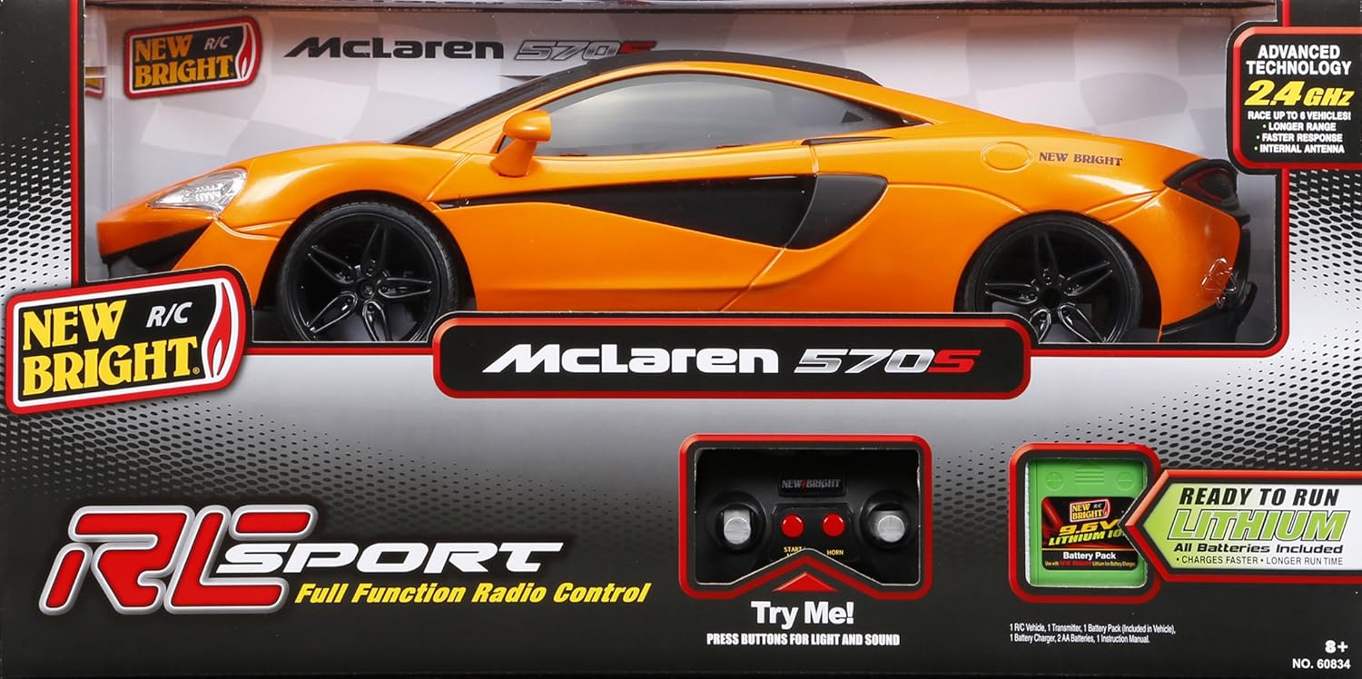 Buy New Bright R C F F Showcase Mclaren 570s Toy Includes 9 6v Power Pack Batteries Charger 1 8 Scale Orange Online At Low Prices In India Amazon In