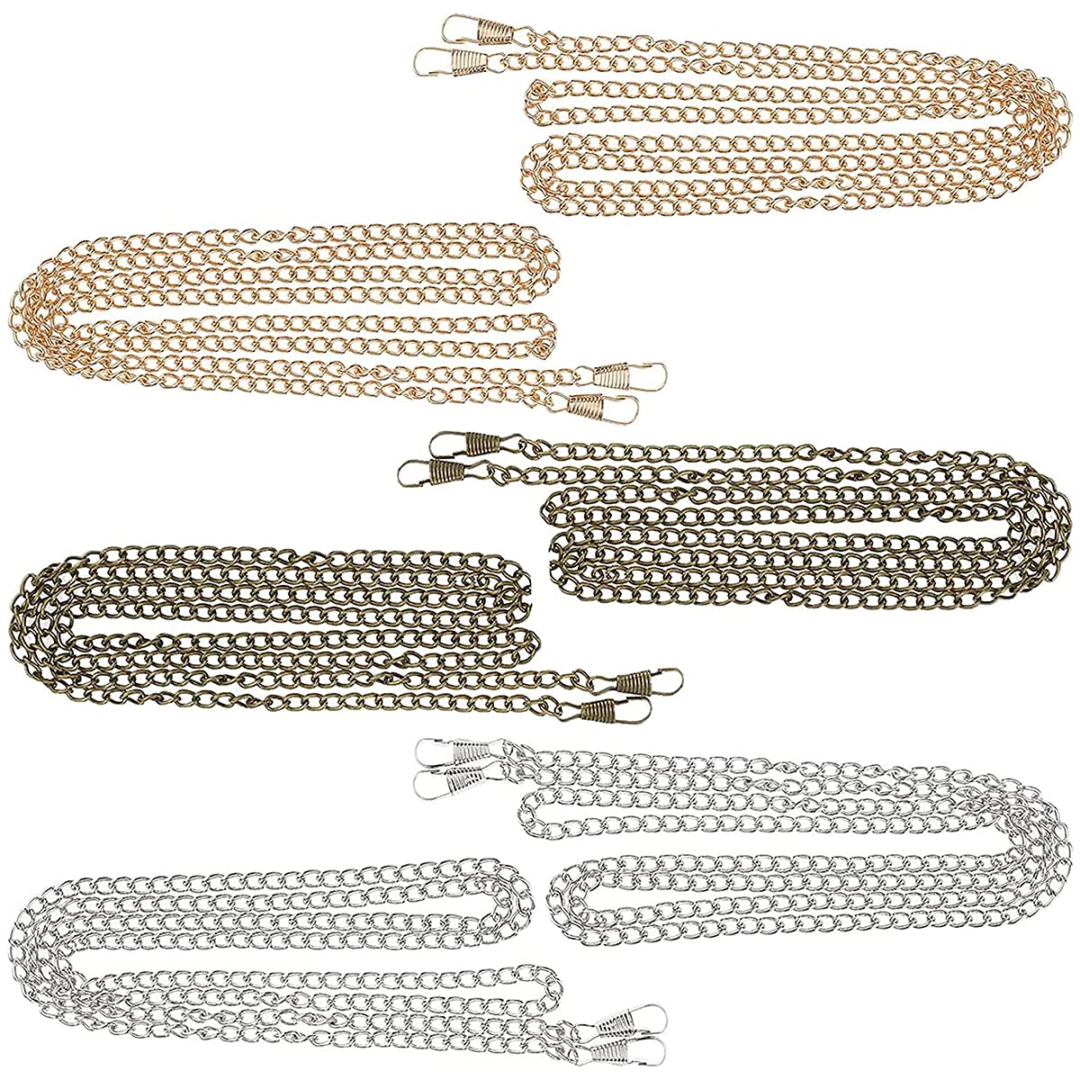Handbag Chain Strap,Forreen 6 Pieces 120cm Purse Chain Metal DIY Bag Replacement Chains with Sturdy Buckles Bag Making Decoration Accessories for Handbag Purse Crossbody Shoulder Bag