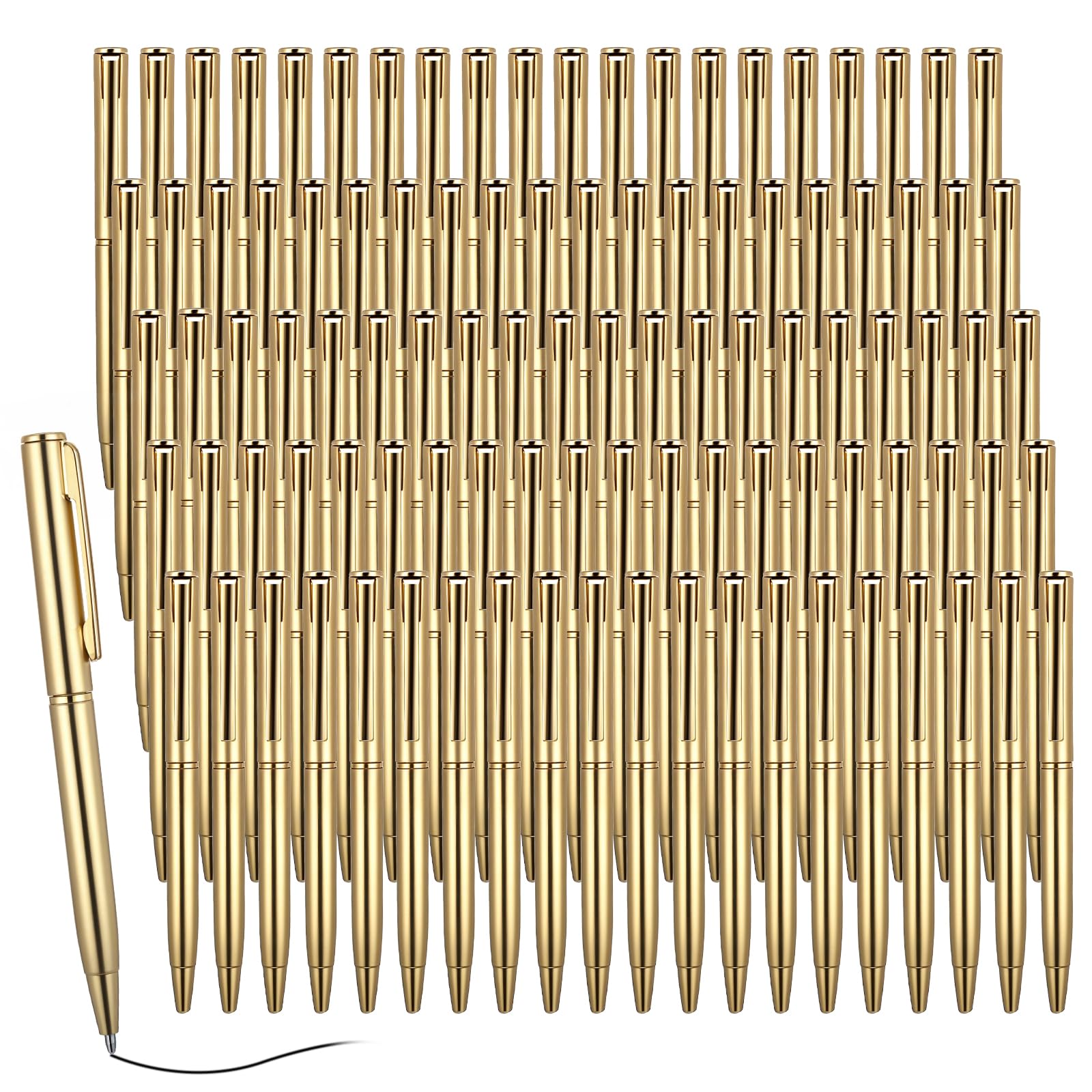 Photo 1 of 100 Pcs Small Rotating Ballpoint Pen Gold Mini Pens Bulk, 4 Inch Short Black Ink Ballpoint Pens for Office School Notebook Notepads Writing Tool/Gift