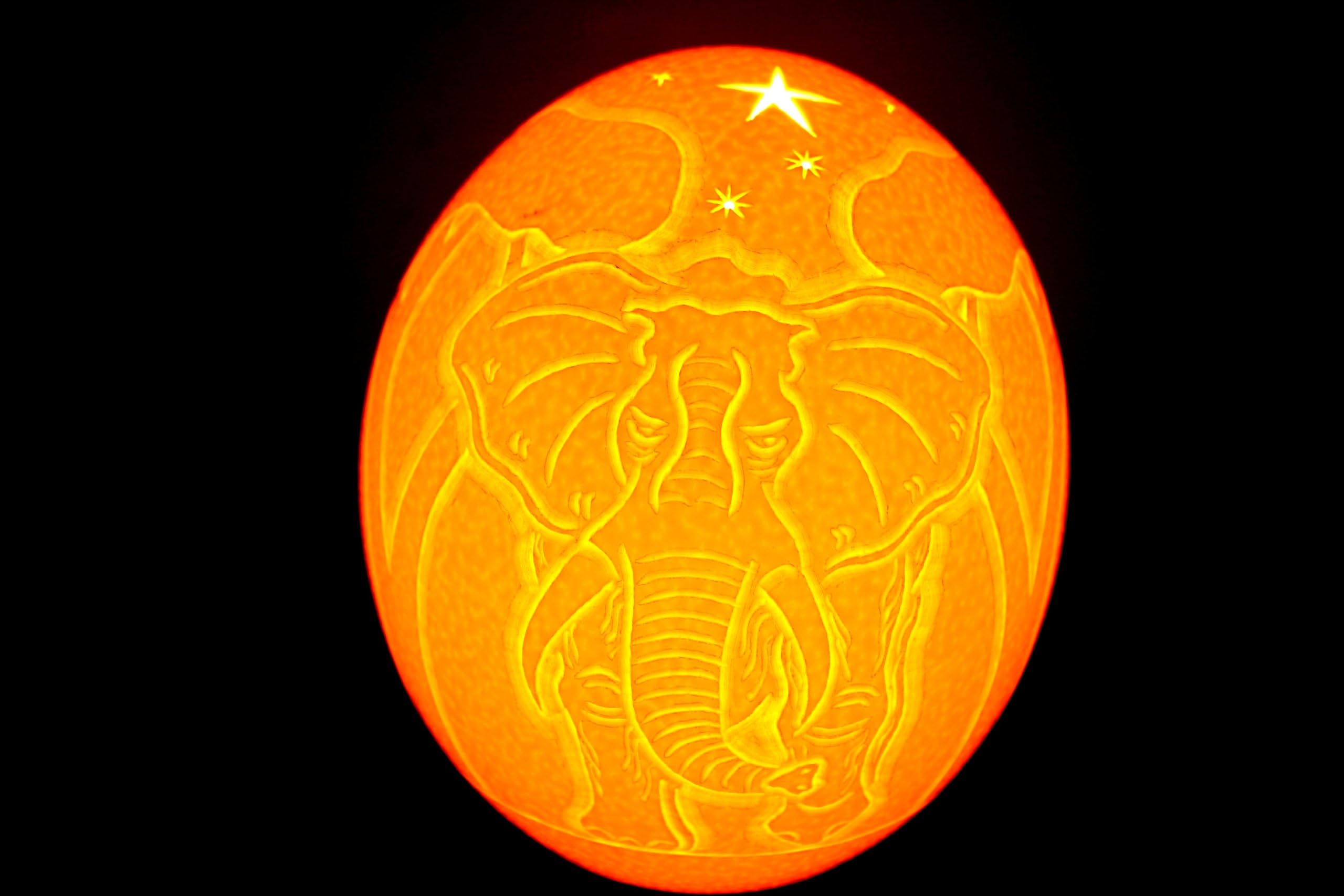 Elephant and Sky Ostrich Egg Lamp