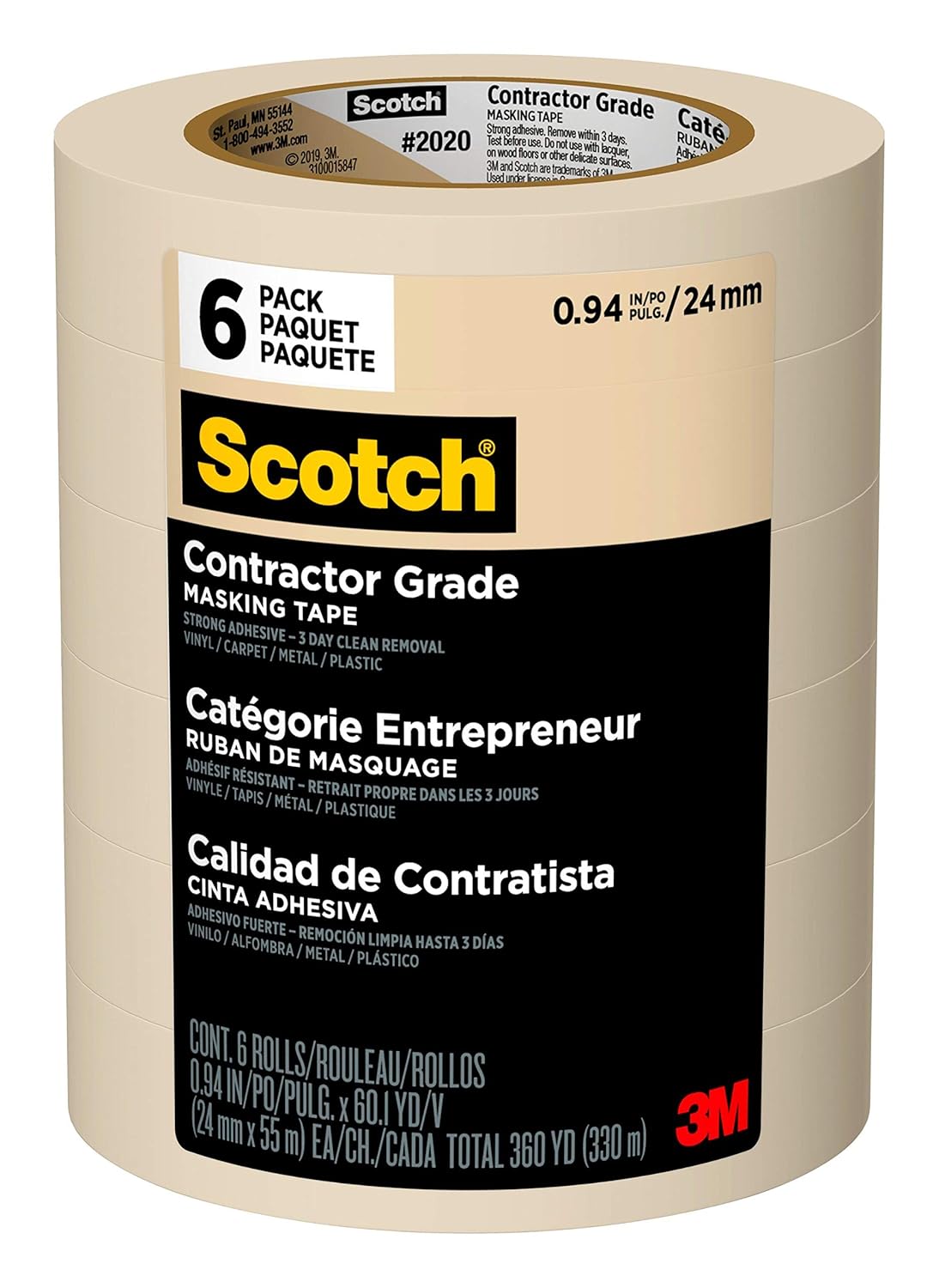 Scotch General Purpose Masking Tape, 202024ECP, 0.94Inch by 60.1