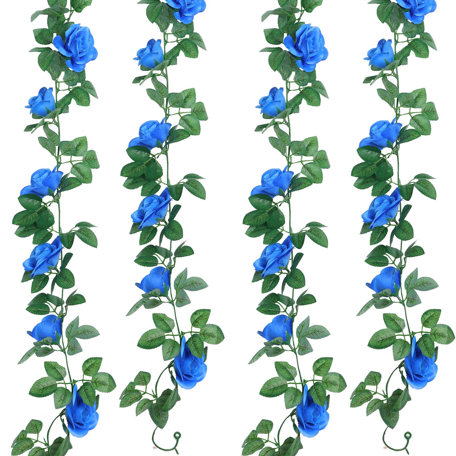 Syhood Artificial Rose Garlands Rose Vines Leaves Banners Hanging Fake Floral Garland Flower Vine for Wedding Arch Ceremony Home Garden Outdoor Party Wall Decorations, 14.4 ft(Royal Blue,2 Pieces)