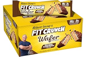 FIT CRUNCH FITCRUNCH Wafer Protein Bars, 16g of Protein & 3g of Sugar (9 Bars, Chocolate Peanut Butter)