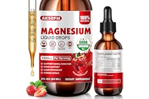 AKSDFM Magnesium Glycinate Liquid - 1500mg Maximized Absorption Magnesium Complex Supplement to Support Stress Relief, Night, Heart Health, Nerves and Muscles - Strawberry Flavor (60ml)