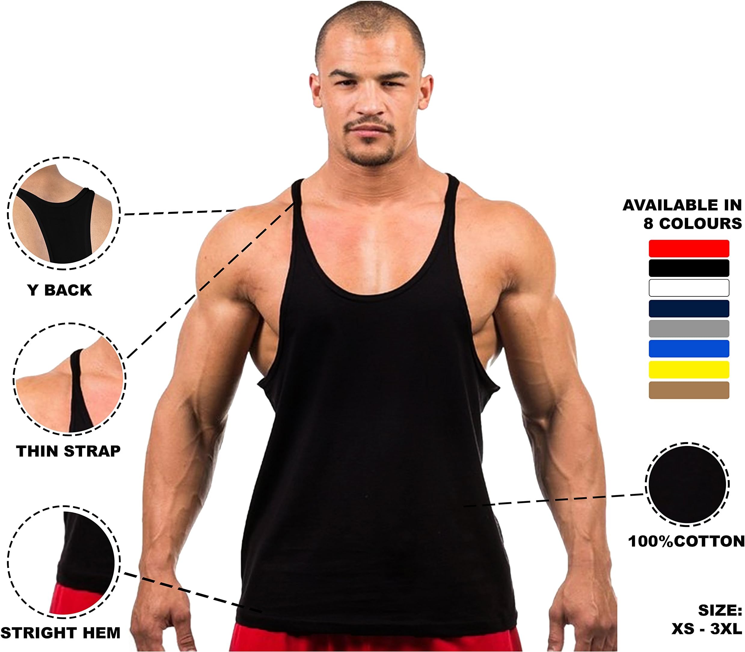 Men’s Gym Vest Bodybuilding Muscle Y Back Stringer/Racerback Vest