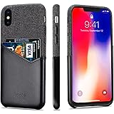 lopie [Sea Island Cotton Series Slim Card Case Compatible for iPhone X/10 2017, Fabric Protection Cover with Leather Card Hol
