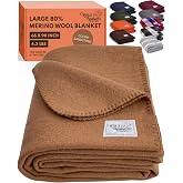 Woolly Mammoth Merino Wool Blanket, Fall Camping Blanket, 66"x90" Sandstone | Military Style Heavy Wool Blankets for Survival &amp; Sleep - Bushcraft, Car &amp; Camp Blanket - Thick &amp; Washable Outdoor Blanket
