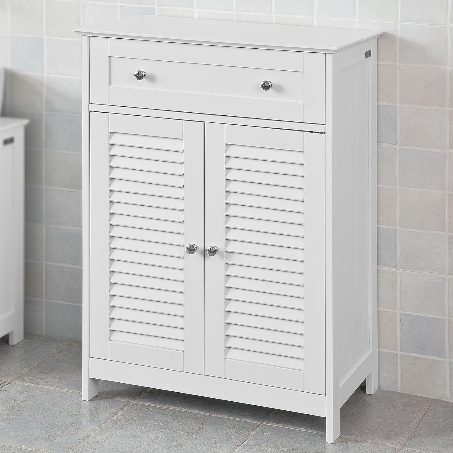 Haotian FRG204W,White,Bathroom Storage with Shelf and Double