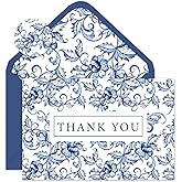 FYSUIMU 50 Pack Blue White Floral Thank You Cards Boxed Chinoiserie Flower Greeting Cards With Envelopes Stickers Blank Note Cards for Wedding Bridal Baby Shower Birthday, 4 x 6 Inch