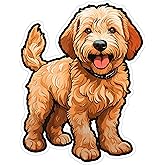 Goldendoodle Sticker 4 Inch Goldendoodle Lover Doodle Dog Fluffy Dog - Waterproof Animal Vinyl Decal for Laptop Water Bottle Car Tumbler - Durable Aesthetic Long-Lasting Stickers for Adults ID44990