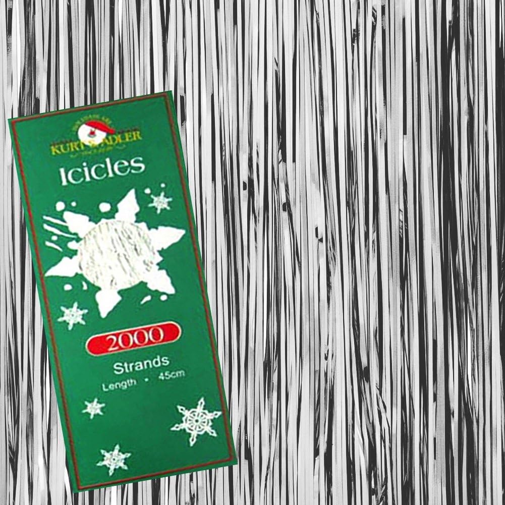 Wreaths, Garlands & Swags - Silver Tinsel Icicles Strands 2000 18“ Icicle Strand Garlands Per Package