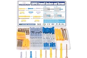 136PCS Drywall Anchors and Screws Assortment Kit, 68Plastic Dry Wall Expansion Anchors and 68 Philips Flat Head Wood Screws, 