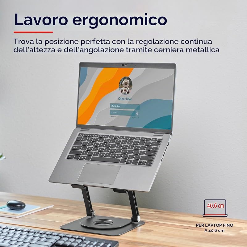 Zeff Supporto PC Portatile Ergonomico con Rotazione a 360 Gradi, Nero