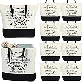 Silkfly 10 Pcs Employee Appreciation Gift Inspirational Canvas Tote Bags Grocery Bags for Women Teacher Coworker