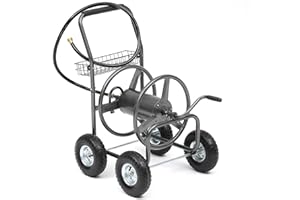 Autodaya 250FT Garden Hose Reel Cart with 10" Pneumatic Tires, Heavy-Duty Steel Frame for Tangle-Free Water Hose Storage, Easy-Rolling Lawn & Yard Hose Holder