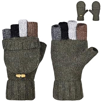 Petrunup Winter Fingerlos Fahren Handschuhe Wolle Blended Knit Flap Handschuhe Männer und Frauen
