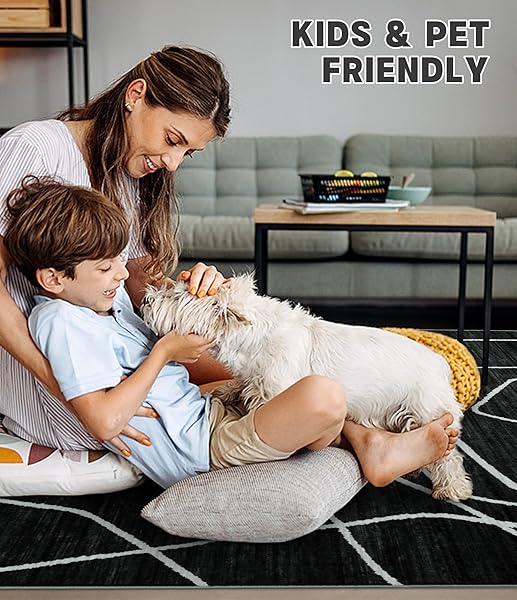 YIHOUSE WASHABLE AREA RUG 6’X9′-ABSTRACT BLACK AND WHITE RUG FOR LIVING ROOM BEDROOM, LARGE MODERN NON-SLIP ULTRA-THIN RUG HOME DECOR,BLACK ABSTRACT,6X9FT