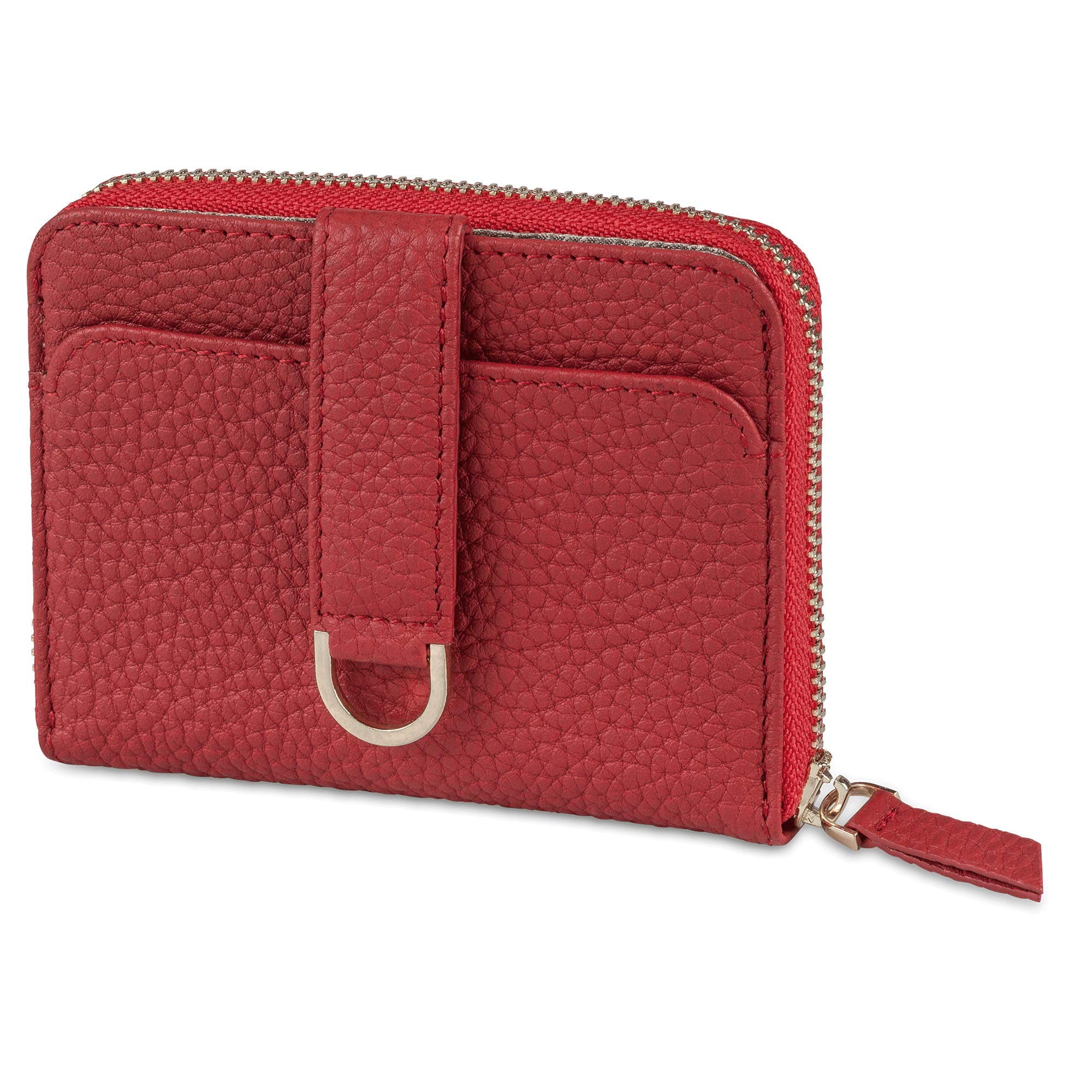 Vaultskin BELGRAVIA Women's Small Zippered Leather Wallet, Luxury RFID-Blocking Mini Purse for Cash and Cards in Winsor Red