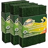 Scouring Pads - Heavy Duty Household Cleaning - High Quality Scrubber with Non-Scratch Anti-Grease Technology - Reusable &ndash; Green - 4 Pack (X3) Total 12 Pads | by: Scrub-it&reg;