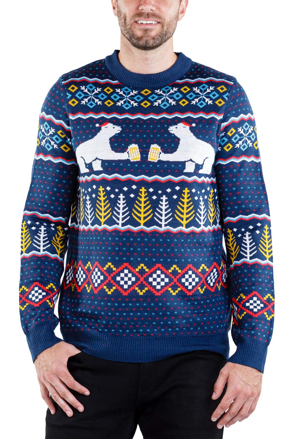 Tipsy Elves Fun Classic Ugly Christmas Sweaters for Men Featuring Winter Patterns and Hilarious Situations