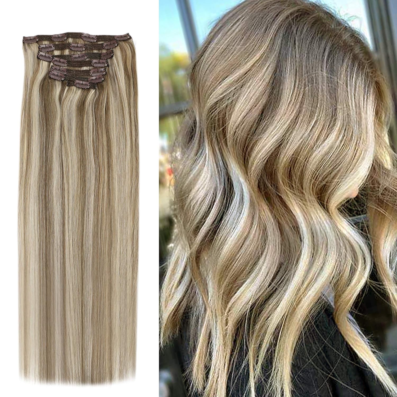 Amazon Com Youngsee Clip In Hair Extensions Highlight Light