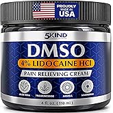 5Kind DMSO Cream with Lidocaine for Pain Relief 4 fl oz - Made in the USA | 99.9% Pure DMSO Pharmaceutical Grade Cream - Lidocaine Cream with Aloe Vera, Magnesium, Arnica &amp; Menthol - Registered NDC