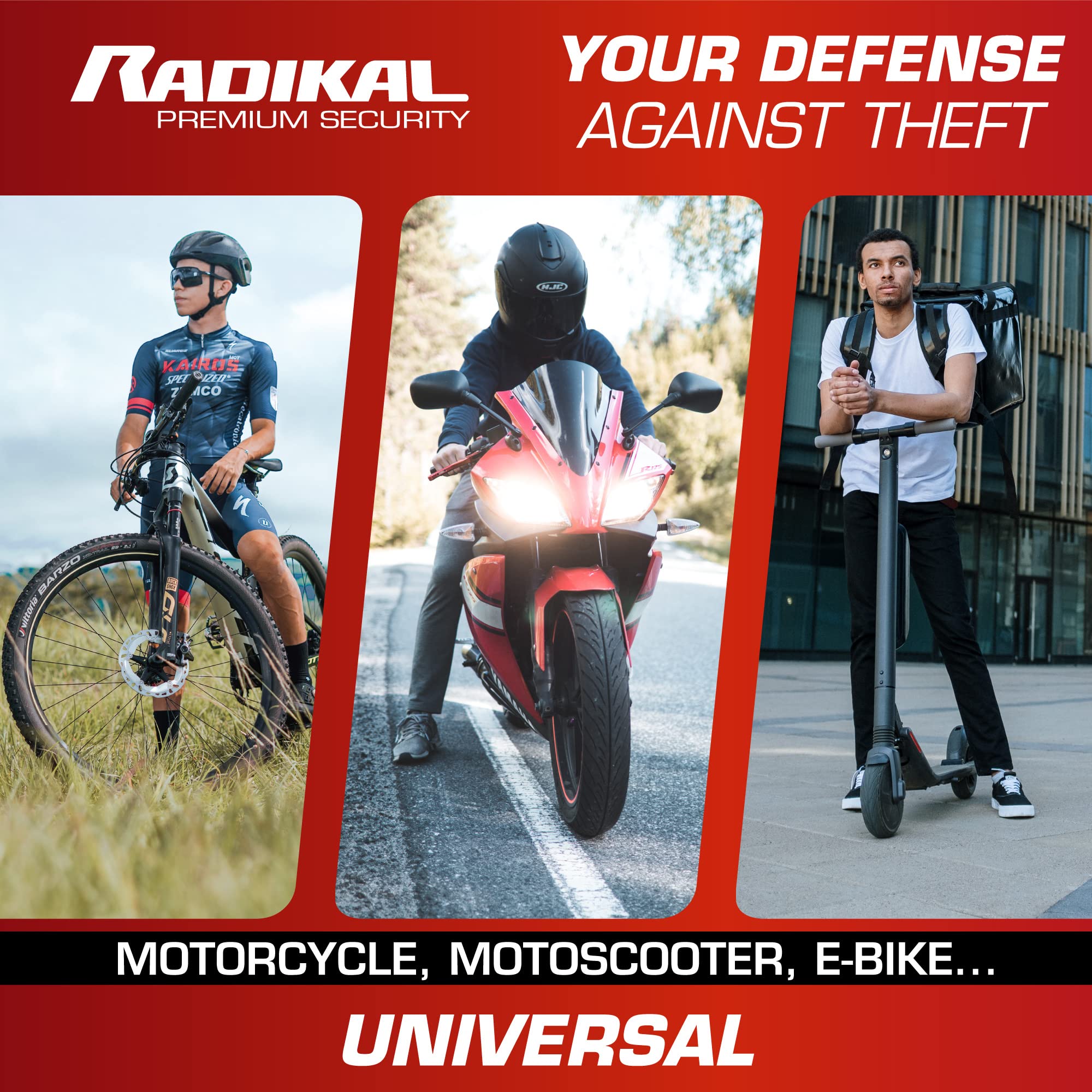 RADIKAL RK6 Disc Lock Alarm, Hi-End 120db Alarm, ON/Off Button, Warning LED, Waterproof Metal, Lithium Battery, Universal Anti Theft Wheel Brake Lock for Motorcycle, Scooter, Bike, Electric Scooter