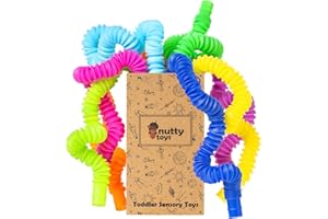 Nutty Toys Mini Pop Tubes - Sensory Toys - Endless Creativity & Fun for Kids and Toddlers |8 Pack Small| Connect & Pop! Top ADHD Autism Fidget 2025, Best Boy & Girl Easter Gift Idea