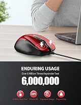 TECKNET Wired Mouse 6400 DPI 4 adjustable DPI 6-button Ergonomic USB Plug & Play view 4