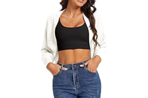 Genhoo Open Front Bolero Shrug for Women Long Sleeve Cropped Cardigan Sweaters Crochet Dressy Cardigans for Dresses