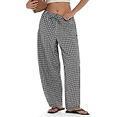 MOOSLOVER Women Linen Lightweight Barrel Pants Drawstring Comfort Casual Lounge Pants Baggy Loose Ankle Pants with Pocket
